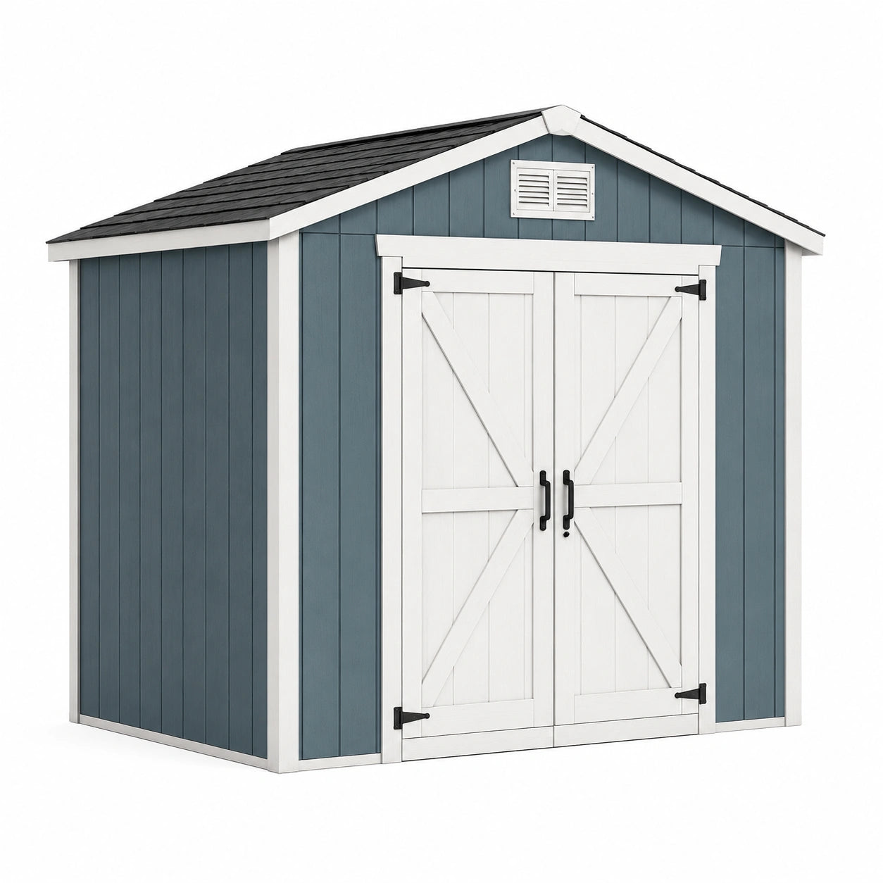 Abri de jardin en bois composite 220x180x230 cm bleu et blanc