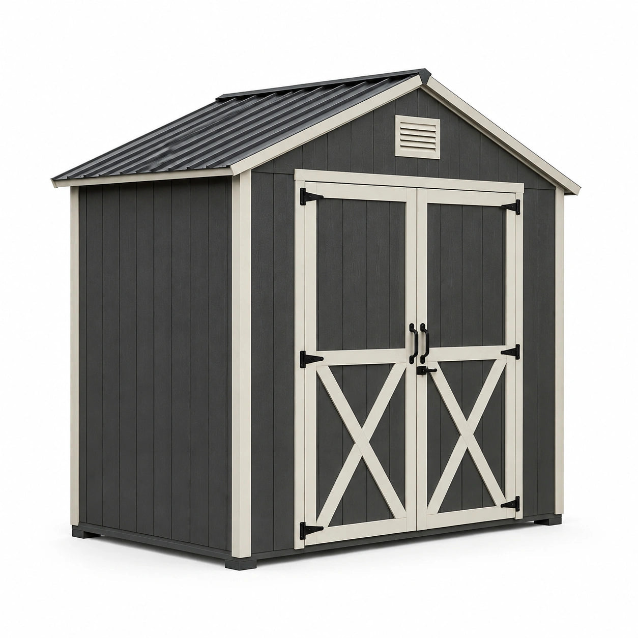 Abri de Jardin en Plastique Gris et Beige avec Toit Double Pente