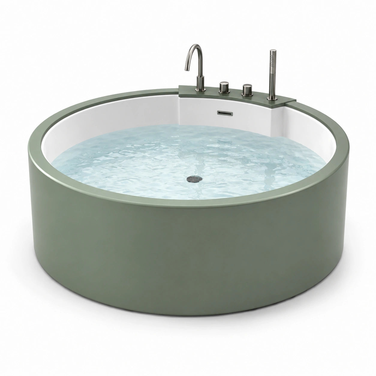 Baignoire îlot ronde en acrylique vert olive diamètre 150cm