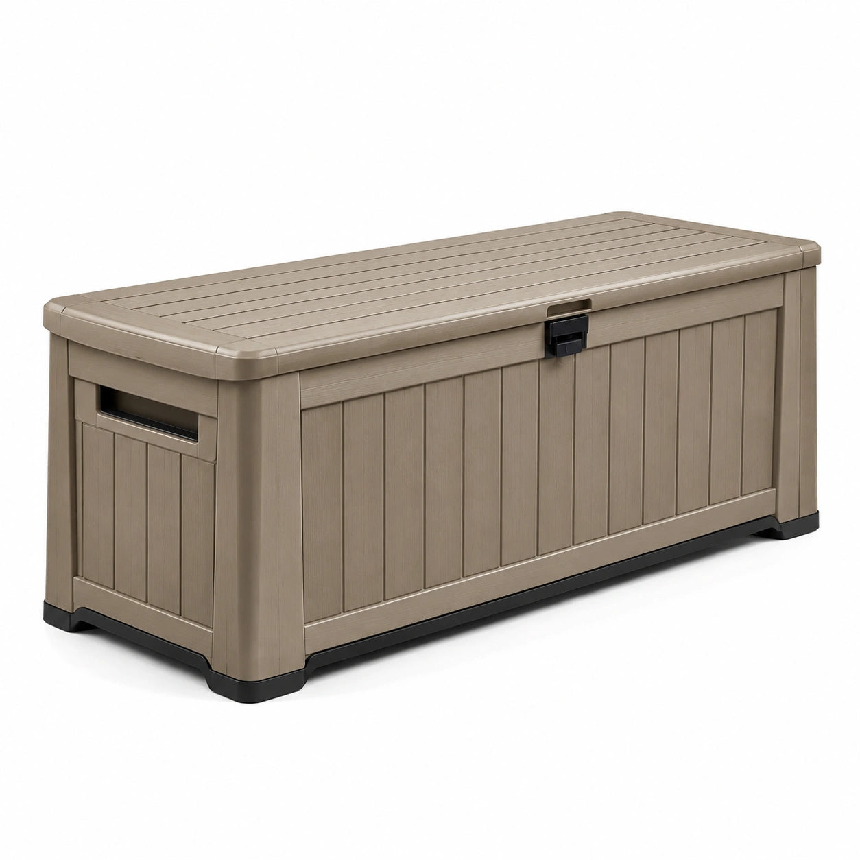 Coffre de rangement extérieur en plastique taupe 120x45x55 cm